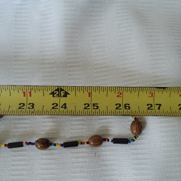 Necklace Glass Beads Wood Seed VTG Boho Stylish Colorful Festive Trendy Handmade - Picture 4 of 4
